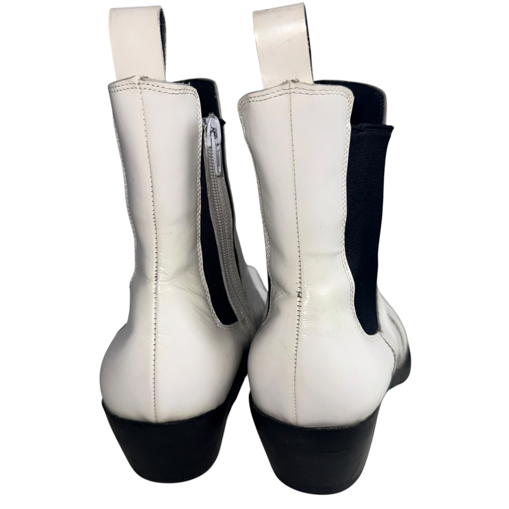 Jeffrey Campbell Womens White Leather Square Toe Block Heel Ankle Boots Size 9.5 - Picture 4 of 8